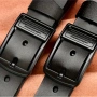 Мъжки кожени колани с двойна и квадратна катарама /Черна естест. кожа!, снимка 7