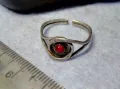 СТАРИНЕН РЕГУЛИРУЕМ СКЪПОЦЕНЕН ПРЪСТЕН СРЕБРО ВИСОКА ПРОБА с ЧЕРВЕН РЪЧНО ФАСЕТИРАН КАМЪК 47970, снимка 7