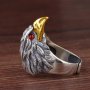 Масивен сребърен пръстен орел с рубини, снимка 4