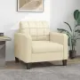 vidaXL Фотьойл, кремав, 60 см, изкуствена кожа, снимка 2