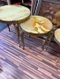 Антикварен комплект 3 ониксови масички с месинг , снимка 5