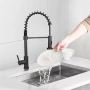 Смесител за кухня с изтеглящ се душ / Смесител за кухня с гъвкав чучур черен или иноксов, снимка 6