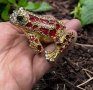 кутия за бижута луксозен сувенир костенурка жаба с камъни украса, снимка 3