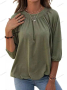 Едноцветна свободна дамска тениска с кръгло деколте и 3/4 ръкави, 8цвята , снимка 5