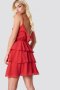 Червена рокля на волани с изрязан гръб ХХС размер , снимка 2