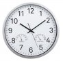 Стенен часовник, Сребрист, 3 Показания на час, температура и влажност,, 34 x 4.5 cm
