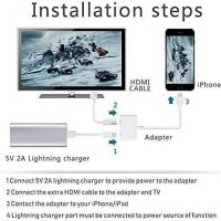 Адаптер Lightning към HDMI 1080P, за iPhone/iPad, цифров AV адаптер конвертор на екрана, снимка 4 - Аксесоари за Apple - 40102855
