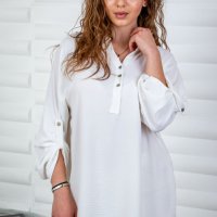 Едноцветна блуза с навиващи се ръкави  XL, XXL, 3XL, снимка 1 - Блузи с дълъг ръкав и пуловери - 44247265
