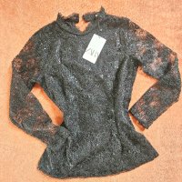 ZARA Дамска дантелена блуза, снимка 4 - Блузи с дълъг ръкав и пуловери - 40693534