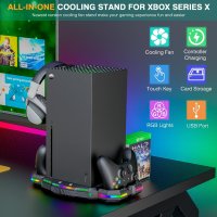 Вертикална охлаждаща стойка и станция за зареждане за Xbox RGB 1400mAh, снимка 8 - Други игри и конзоли - 41760647