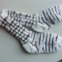 плетени чорапи бяло/шарено, ходило 17, конч 18, снимка 2 - Чорапи - 39295263