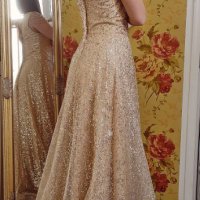 Бална рокля в златисто, снимка 2 - Рокли - 40143617
