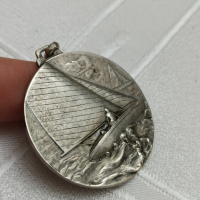 Сребърен военен морски медал , снимка 2 - Антикварни и старинни предмети - 44727624