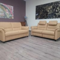 Комплект дивани две двойки от плат цвят карамел LS672117, снимка 9 - Дивани и мека мебел - 44216016