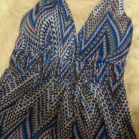 КРАСИВА дълга рокля в преобладаващи сини цветове с отворен гръб, снимка 3 - Рокли - 41083490
