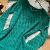 Тюркоазен пуловер, снимка 2 - Блузи с дълъг ръкав и пуловери - 39526634