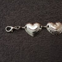 Метален колан бижу верижка с блестящи сърца в сребрист цвят, снимка 6 - Колани - 42178853