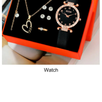 Комплект Дамски моден кварцов часовник+бижута,10 артикула в кутия, снимка 2 - Дамски - 44793542