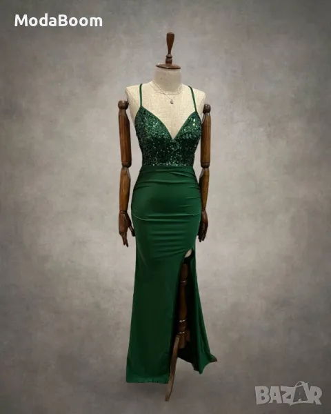 Зелена дамска рокля , снимка 1