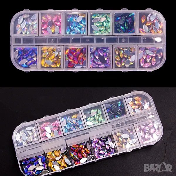 Палитра цветни камъни за декорация на маникюр № Т10, снимка 1