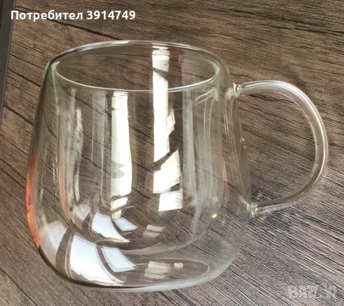 Чаша, стъкло боросиликат, двойни стени, висока термоустойчивост, 320 мл, кафе / чай, НОВА, снимка 1