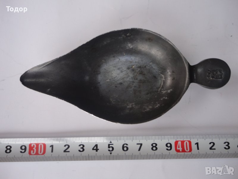 Старинен ритуален калаен съд 19 век , снимка 1