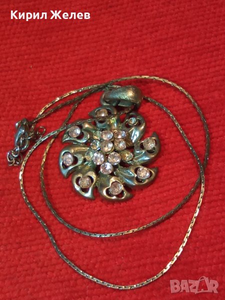 СТАР ПОСРЕБРЕН ФЛОРАЛЕН АРТ МЕДАЛЬОН с ИНКРУСТИРАНИ КРИСТАЛИ 20848, снимка 1