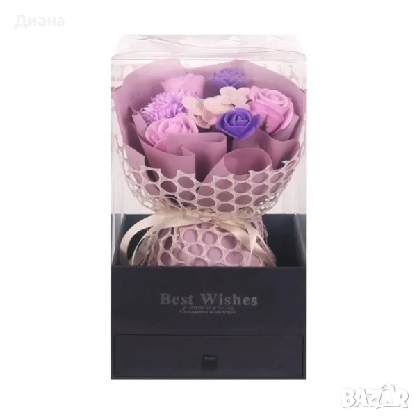 Луксозен букет от вечни цветя с чекмедже и подаръчна кутия - подарък за всеки повод, снимка 1