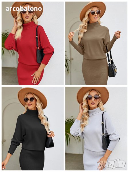 Дамска пуловерна рокля с дълги ръкави, 4цвята , снимка 1