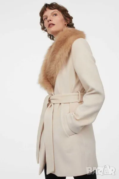 Дамско палто с подплата и премахваща се яка от еко кожа H&M, 44, снимка 1