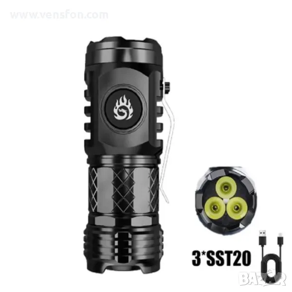 Супер мощно фенерче L-S60, водоустойчиво /черно/, снимка 1