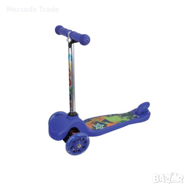 Тротинетка Mercado Trade, За деца, До 50кг., LED колела, Син , снимка 1