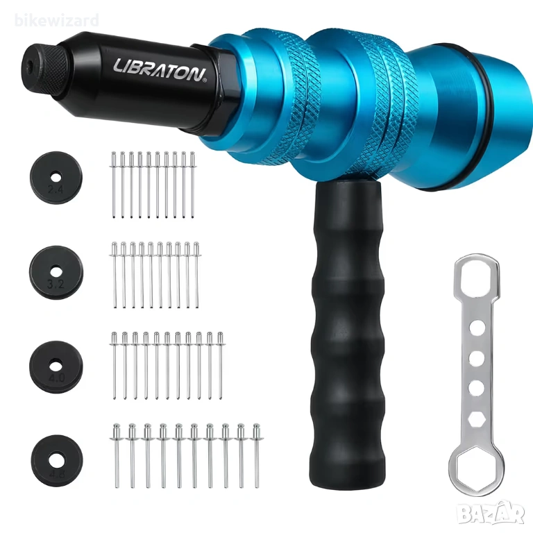 Адаптер за нитовател Libraton за електрическа бормашина с дръжка за нитове 2.4 мм-4.8 мм НОВО, снимка 1