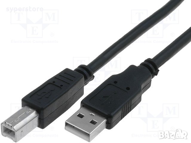 Кабел USB2.0 към USB Type B 2.5m Черeн VCom SS001289 Cable USB - USB Type B M/M, снимка 1