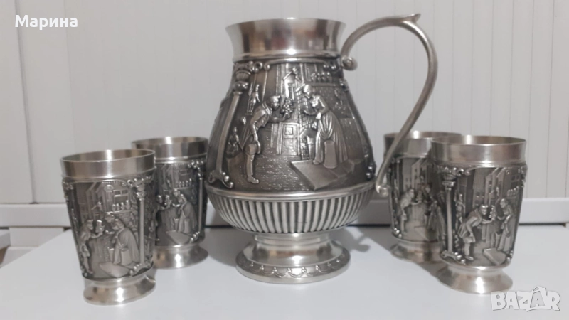 Комплект за вино и ракия от калай Antik*Vintage #92, снимка 1