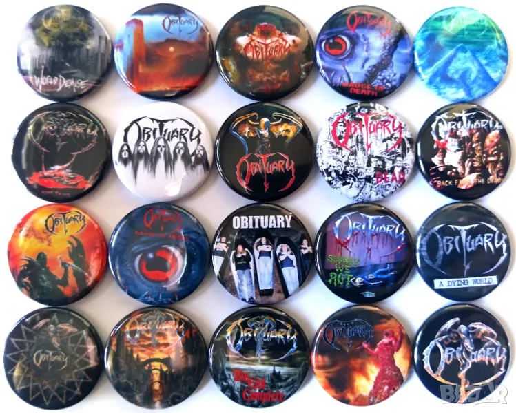 Значки на Obituary 20 бр, снимка 1