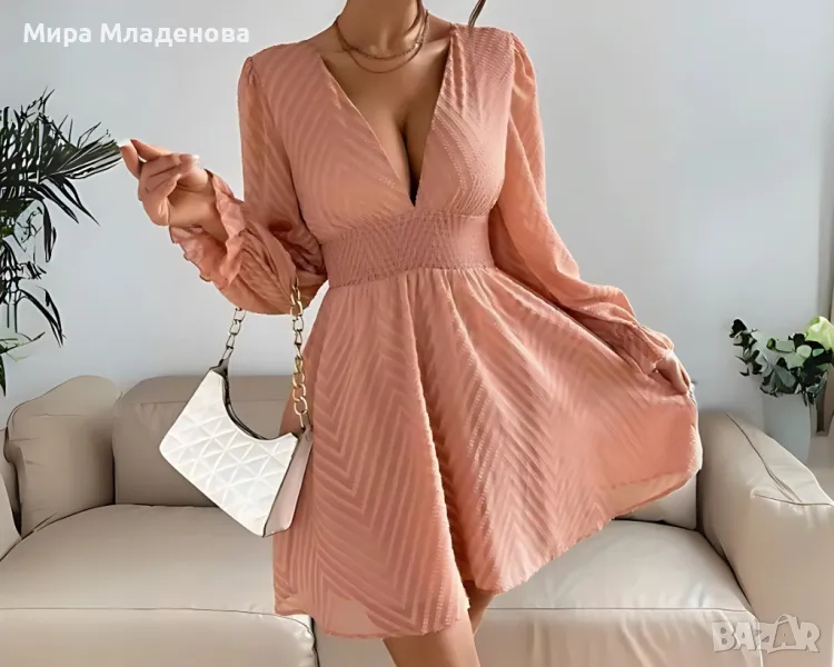 Френска рокля с буф ръкави, снимка 1