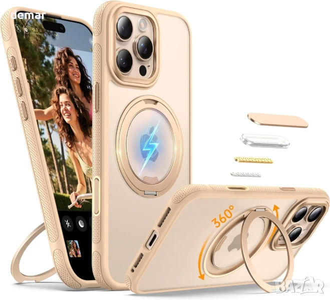 YINLAI калъф за iPhone 16 Pro Max, магнитна стойка с въртене на 360°,бутон за управление на камерата, снимка 1
