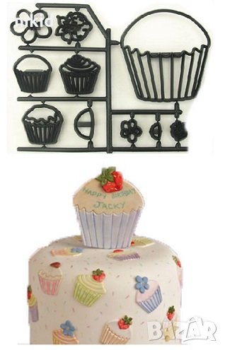 Кексче мъфин кексчета пластмасови резци печати форми украса фондан торта декор бисквитки, снимка 1
