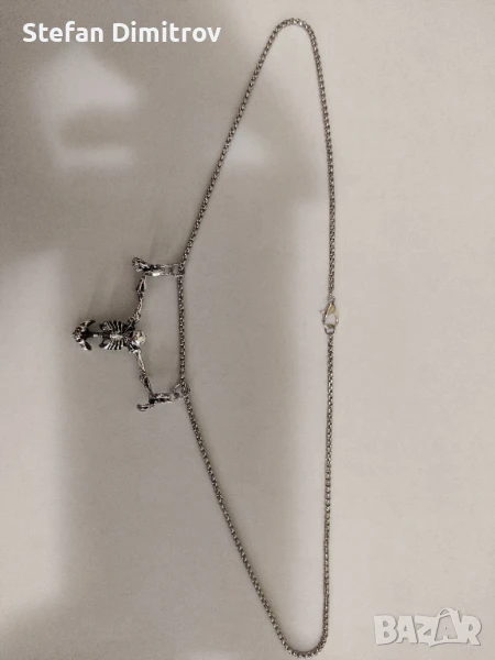 Метъл синджир с разпънат скелет, снимка 1