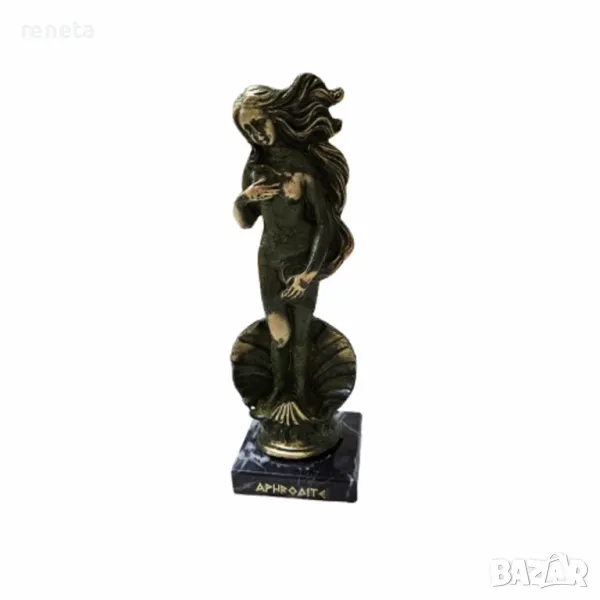 Статуетка Афродита, Метална, Мраморна основа, Зелена оксидация, 15 см, снимка 1