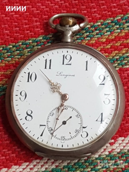 Сребърен джобен часовник Longines, снимка 1