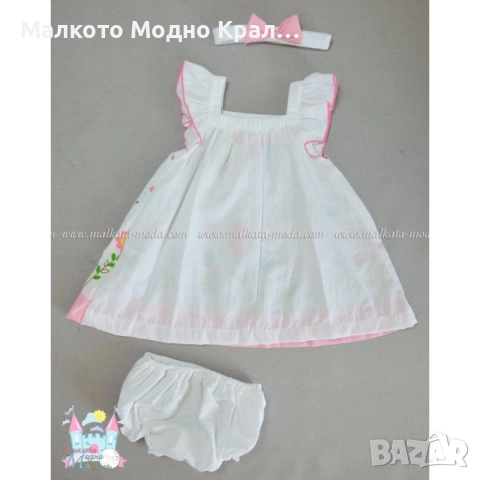 Комплект Пролет - рокличка, шорти и лента за коса, снимка 3 - Бебешки рокли - 51444732