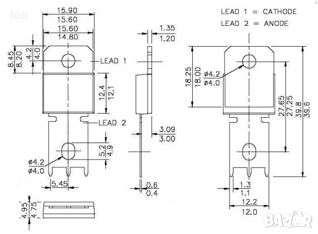 150EBU02 150A, 200V, 34ns ultra fast diode - ултра бърз диод за заваръчни апарати , снимка 2 - Ремонт на друга електроника - 50302638