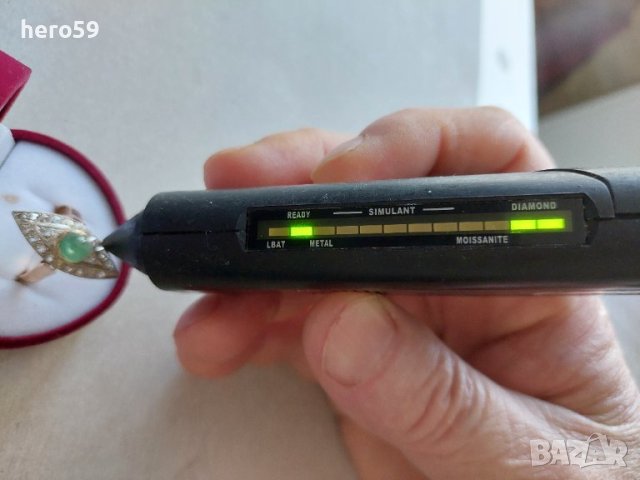 Стар златен пръстен с диаманти и изумруд злато 18к, снимка 11 - Пръстени - 42519597