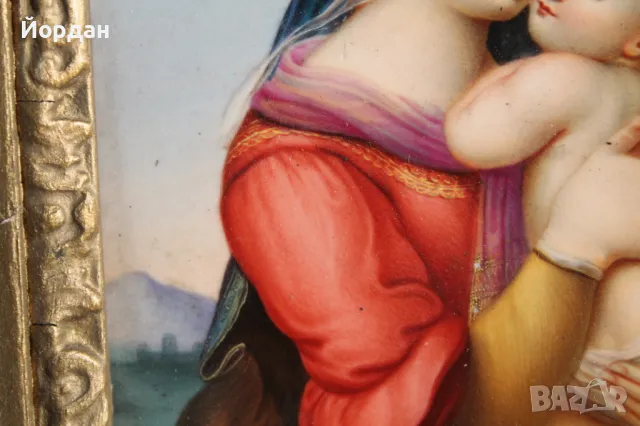 Европейска Икона рисувана върху порцелан, снимка 4 - Антикварни и старинни предмети - 47853887