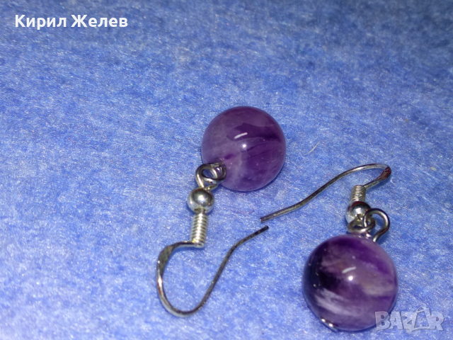 ЧУДЕСНИ СКЪПОЦЕННИ СРЕБЪРНИ ВИНТИДЖ АРТ ОБЕЦИ СРЕБРО 925 с ТОПЧЕТА НАТУРАЛЕН АМЕТИСТ 43326, снимка 8 - Обеци - 44690302