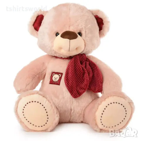 Ново плюшено Мече с червено фишу, 40см