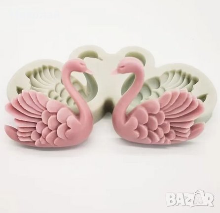 Силиконов молд 2 лебеда , Декорация на торта , фондан , шоколад лед лебед лебеди, снимка 2 - Форми - 41520605