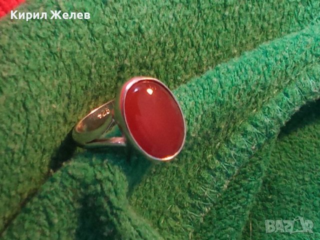 ВЕЛИКОЛЕПЕН СКЪПОЦЕНЕН СРЕБЪРЕН ПРЪСТЕН СРЕБРО 925 BG с ГОЛЯМ ПОЛИРАН КАРНЕОЛ РЪЧНА АРТ РАБОТА 42082, снимка 17 - Пръстени - 44314942